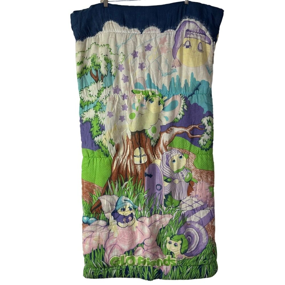 Vintage Hasbro Glo Friends 1983 Sleeping Bag Glo Worms Bugs 80s 52"‎ x 26"